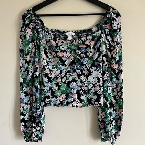 H&M Sweetheart Neckline Floral Blouse